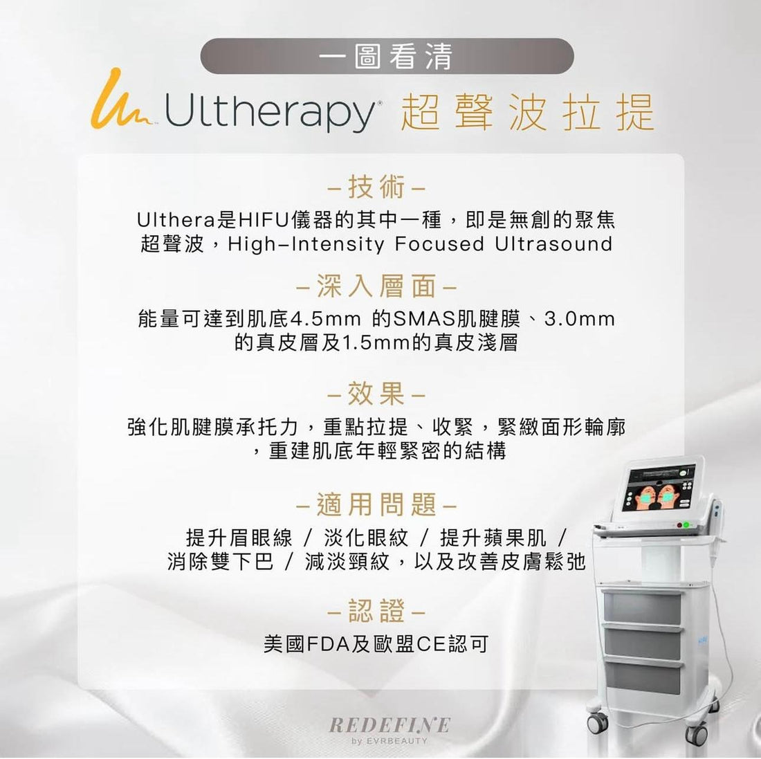 【獨家尊享】美國ULTHERAPY® 超聲刀緊緻提拉療程